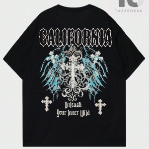 KOD Trend Hypemode Loose Fit Erkek Slogan Grafikli Düşük Omuz Tişört