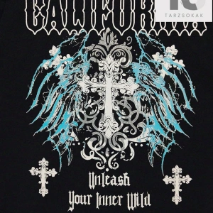 KOD Trend Hypemode Loose Fit Erkek Slogan Grafikli Düşük Omuz Tişört