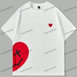 KOD Trend Hypemode Salaş Erkek Kalp Baskılı Tişört