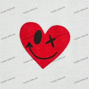 KOD Trend Hypemode Salaş Erkek Kalp Baskılı Tişört