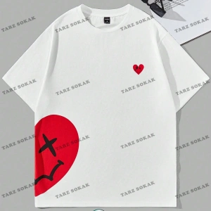 KOD Trend Hypemode Salaş Erkek Kalp Baskılı Tişört