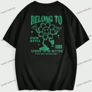 KOD Trend Hypemode Sloganlı Erkek Bol Kesim Karikatür Baskılı Gömlek