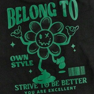 KOD Trend Hypemode Sloganlı Erkek Bol Kesim Karikatür Baskılı Gömlek