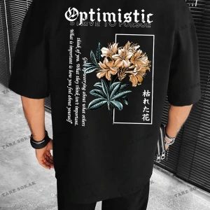 KOD Trend LEGND Erkek Çiçek & Slogan Grafikli Tişört