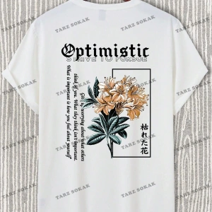 KOD Trend LEGND Erkek Çiçek & Slogan Grafikli Tişört