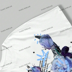 KOD Trend Street Life Erkek Çiçek & Slogan Grafikli Tişört