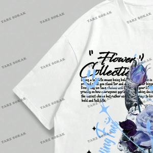 KOD Trend Street Life Erkek Çiçek & Slogan Grafikli Tişört