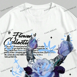 KOD Trend Street Life Erkek Çiçek & Slogan Grafikli Tişört