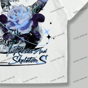 KOD Trend Street Life Erkek Çiçek & Slogan Grafikli Tişört