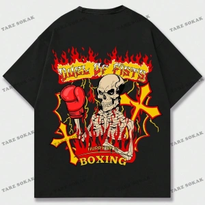 KOD Trend Street Life Erkek Kafatası ve Harf Grafikli Tişört