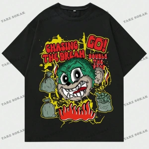 KOD Trend Street Life Erkek Karikatür & Slogan Grafikli Tişört