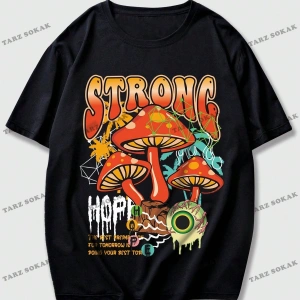 KOD Trend Street Life Erkek Mantar & Slogan Grafikli Tişört