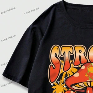 KOD Trend Street Life Erkek Mantar & Slogan Grafikli Tişört