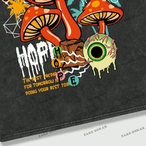 KOD Trend Street Life Erkek Mantar Ve Harf Baskılı T-shirt