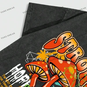 KOD Trend Street Life Erkek Mantar Ve Harf Baskılı T-shirt