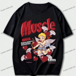 KOD Trend Street Life Erkek Melek ve Mektup Grafikli Tişört