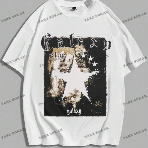 KOD Trend Street Life Erkek Pamuk Mektup ve Yıldız Grafikli Tişört