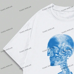 KOD Trend Street Life Erkek Slogan ve İskelet Baskılı Tişört