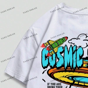 KOD Trend Street Life Erkek Uzaylı ve Sloganlı Grafik Tişört