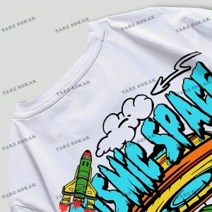 KOD Trend Street Life Erkek Uzaylı ve Sloganlı Grafik Tişört