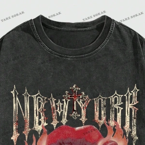 KOD Trend Street Life Harfli ve Dudaklı Kısa Kollu Erkek Tişört