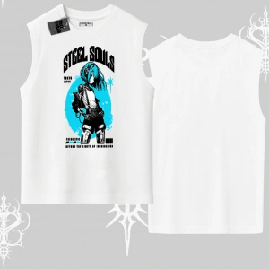 Kolsuz Tshirt Anime Cyberpunk Kız Baskılı