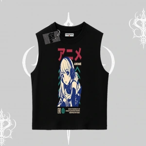 Kolsuz Tshirt Anime Kız Desenli Japon Tarzı