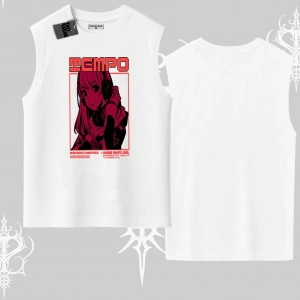 Kolsuz Tshirt Anime Waifu Kırmızı Grafik Desenli