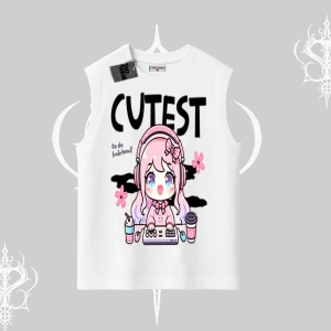 Kolsuz Tshirt Cute Anime Gamer Girl Baskılı