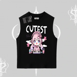 Kolsuz Tshirt Cute Anime Gamer Girl Baskılı