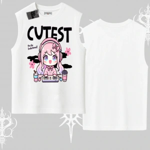 Kolsuz Tshirt Cute Anime Gamer Girl Baskılı