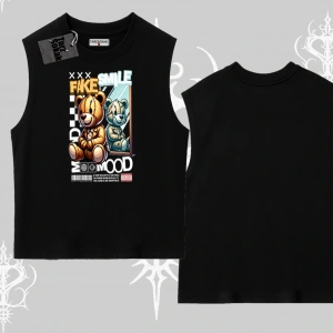 Kolsuz Tshirt Fake Smile Mood Ayıcık Grafik Baskılı