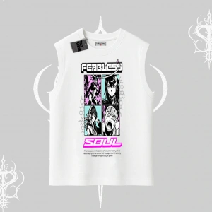 Kolsuz Tshirt Fearless Soul Anime Kolaj Baskılı