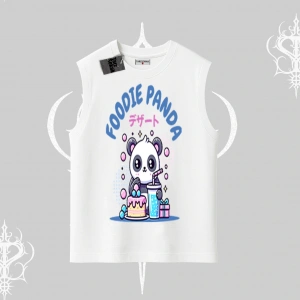 Kolsuz Tshirt Foodie Panda Tatlı ve Sevimli Panda Baskılı