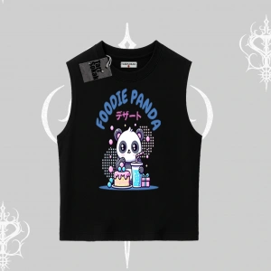 Kolsuz Tshirt Foodie Panda Tatlı ve Sevimli Panda Baskılı