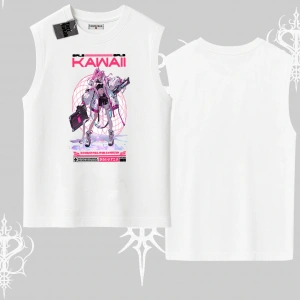 Kolsuz Tshirt Kawaii Cyberpunk Kız Japon Stil Baskı