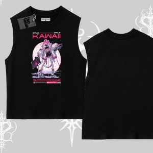 Kolsuz Tshirt Kawaii Cyberpunk Kız Japon Stil Baskı