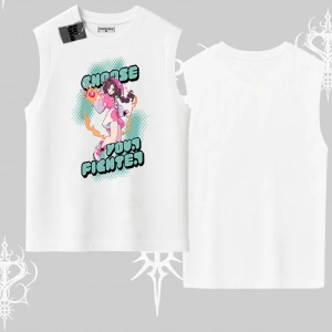 Kolsuz Tshirt Oversize  Anime Kız Desenli Japon Stil