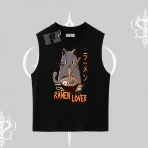Kolsuz Tshirt Ramen Lover Kedi Anime Baskılı
