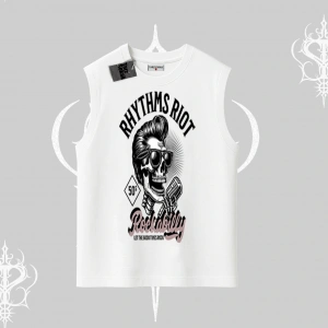 Kolsuz Tshirt Rhythms Riot Vintage Rockabilly Skull Street Aesthetic