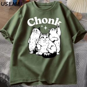 Komik Chonk Kedi T-Shirt Erkekler Kadınlar için Sevimli Şişman Kedi TeeMinimalist Mem 2896