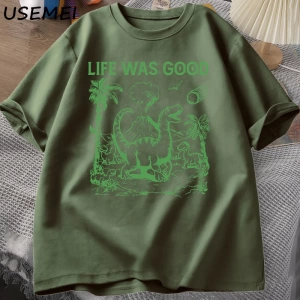 Komik dinozor Meme T Shirt hayat iyi aptal Tshirt Retro 90s Dino T-shirt Meme grafikli tişört 2969