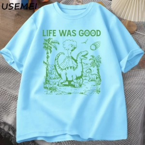 Komik dinozor Meme T Shirt hayat iyi aptal Tshirt Retro 90s Dino T-shirt Meme grafikli tişört