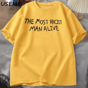 Komik En Irkçı Adam Canlı Grafik T-shirt Erkek Kadın Kısa Kollu Pamuk sıfır yaka bluzlar Unis 2870