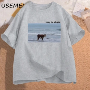 Komik kedi baskılı tişört sevimli Bubu Dudu Tshirt yaz pamuk kısa kollu Teekadın erke 2914