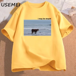 Komik kedi baskılı tişört sevimli Bubu Dudu Tshirt yaz pamuk kısa kollu Teekadın erke 2914