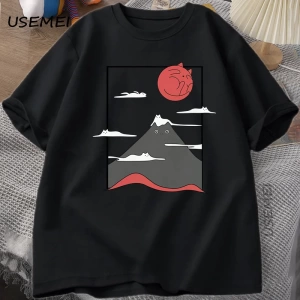 Komik Kedi Grafik T Shirt Japon Kedi Grafik Tee Pamuk Baskılı Kısa Kollu Tees Erkek Kadın Har 2804