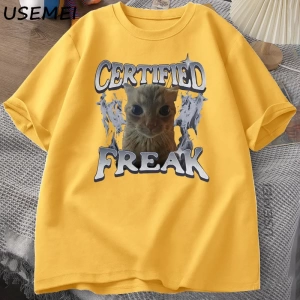 Komik Kedi Grafik T Shirt Japon Kedi Grafik Tee Pamuk Baskılı Kısa Kollu Tees Erkek Kadın Har 2804