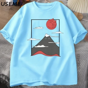Komik Kedi Grafik T Shirt Japon Kedi Grafik Tee Pamuk Baskılı Kısa Kollu Tees Erkek Kadın Har 2804