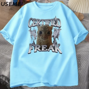 Komik Kedi Grafik T Shirt Japon Kedi Grafik Tee Pamuk Baskılı Kısa Kollu Tees Erkek Kadın Har 2804